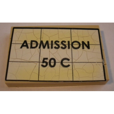 tan stickered assembly 6 x 4 x 2 3 with admission 50 c pattern sticker - set 10184 - 1 plate 4 x 6 4 tile 1 x 6