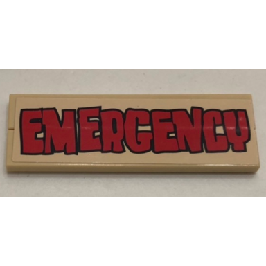 tan stickered assembly 6 x 2 with red emergency pattern sticker - set 3832 - 2 tile 1 x 6