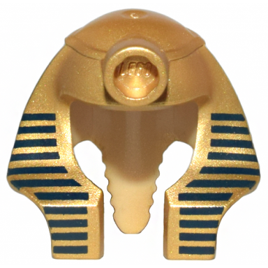 tan minifigure headgear headdress mummy with dark blue stripes on metallic gold surface pattern
