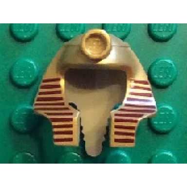 tan minifigure headgear headdress mummy with dark red stripes on metallic gold surface pattern