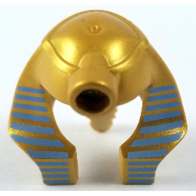 tan minifigure headgear headdress mummy with medium blue stripes on metallic gold surface pattern