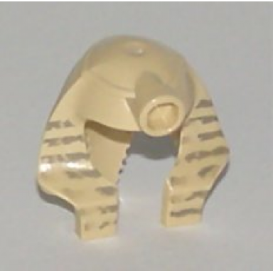tan minifigure headgear headdress mummy with faded dark gray stripes pattern