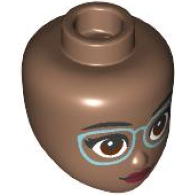 mini doll head friends with black eyebrows reddish brown eyes metallic light blue glasses and dark red lips pattern