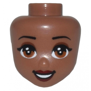 medium brown mini doll head friends with reddish brown eyes dark red lips and open mouth pattern