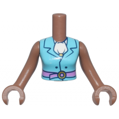 medium brown torso mini doll woman medium azure vest with collar dark pink belt white ascot pattern medium brown arms with hands