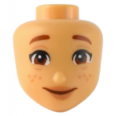 mini doll head friends with reddish brown eyebrows eyes and mouth nougat freckles and lips pattern