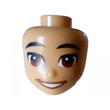 mini doll head friends with black eyebrows reddish brown eyes and wide open mouth smile with teeth pattern