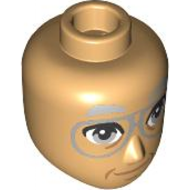 mini doll head friends male large with light bluish gray eyebrows and eyes silver glasses closed mouth pattern