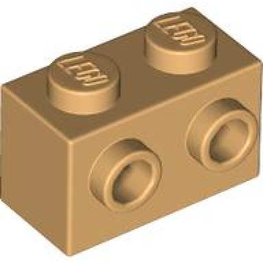 medium tan brick modified 1 x 2 with studs on 1 side