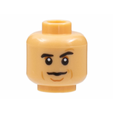 medium tan minifigure head black eyebrows dark orange eye shadow and chin dimple nougat cheek lines neutral pattern