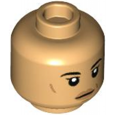 medium tan minifigure head female black eyebrows medium nougat lips cheek lines and chin dimple neutral pattern