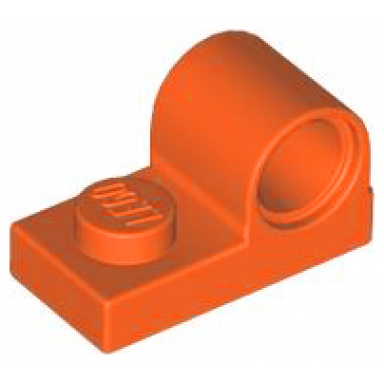 reddish orange plate modified 1 x 2 with pin hole on top