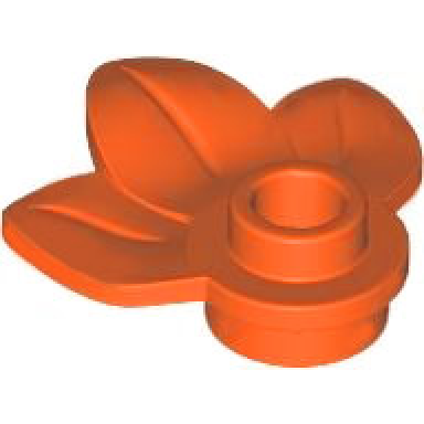 reddish orange plant plate round 1 x 1 with 3 leaves