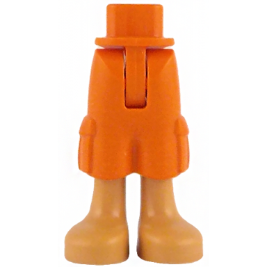 reddish orange mini doll hips and trousers cropped large pockets with molded nougat legs and printed black dolphin tattoo on back of right leg pattern - thin hinge