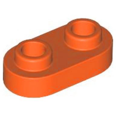 reddish orange plate round 1 x 2 with open studs