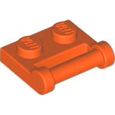 reddish orange plate modified 1 x 2 with bar handle on side - closed ends