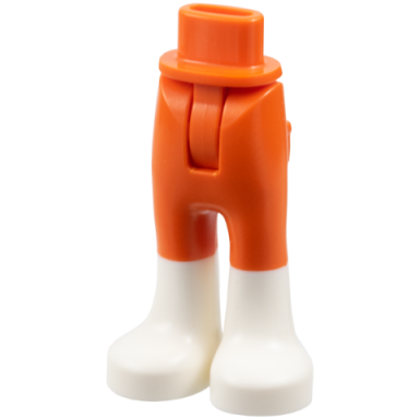 reddish orange mini doll hips and trousers with back pockets with molded white lower legs boots pattern - thin hinge