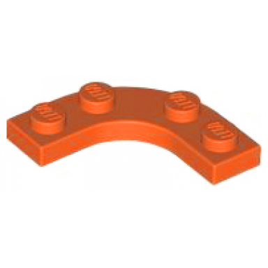 reddish orange plate round corner 3 x 3 with 2 x 2 curved cutout