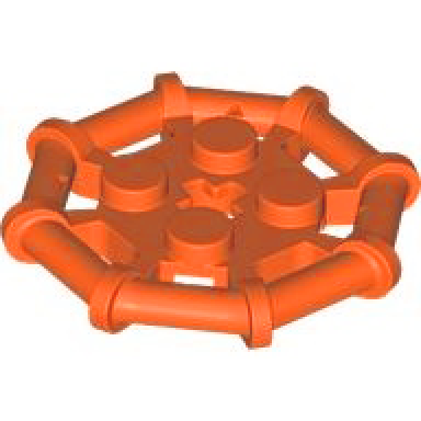 reddish orange plate modified 2 x 2 with bar frame octagonal reinforced completely round studs