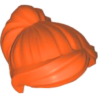 reddish orange minifigure hair female ponytail and swept sideways fringe