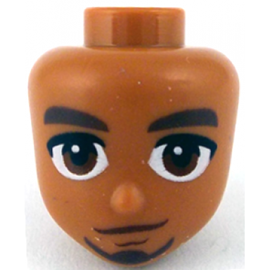 sienna mini doll head friends with dark brown thick eyebrows and goatee reddish brown eyes and chin dimple lopsided grin pattern