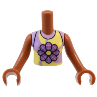 sienna torso mini doll girl bright light yellow and lavender sleeveless shirt medium lavender plaid daisy pattern sienna arms with hands