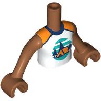 sienna torso mini doll girl white sleeveless top with orange tent dark blue trees dark turquoise sky and ground pattern sienna arms with hands
