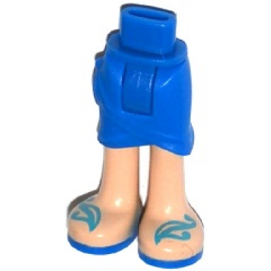 blue mini doll hips and skirt wrap with light nougat legs and sandals with blue soles and medium azure straps pattern - thick hinge