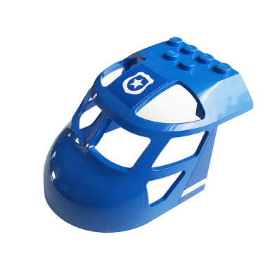 blue aircraft fuselage forward top curved 6 x 8 x 4 with white police badge and line pattern on both sides stickers - set 60173
