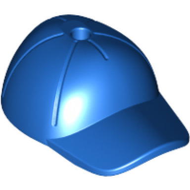 blue minifigure headgear cap - short curved bill with seams and hole on top