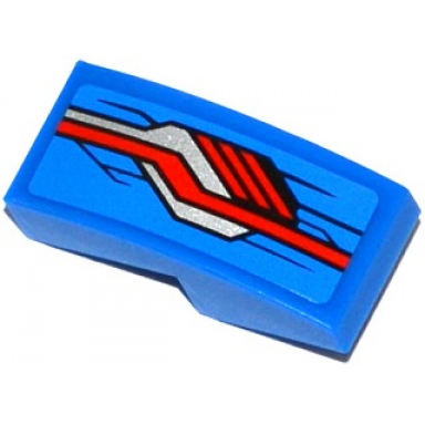 blue slope curved 2 x 1 x 2 3 with red silver and black stripes pattern model right side sticker - set 76028