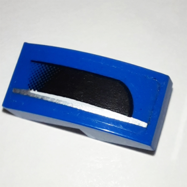 blue slope curved 2 x 1 x 2 3 with black bumper and silver stripe on blue background pattern model left side sticker - set 75878