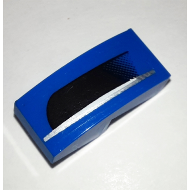 blue slope curved 2 x 1 x 2 3 with black bumper and silver stripe on blue background pattern model right side sticker - set 75878