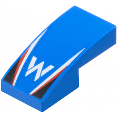 blue slope curved 2 x 1 x 2 3 with williams formula 1 logo stylized capital letter w white and red stripes black triangles pattern