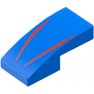 slope curved 2 x 1 x 2 3 with 2 red stripes pattern