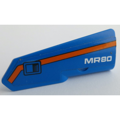 blue technic panel fairing 21 very small smooth side b with white mr80 orange stripe and black door handle pattern sticker - set 42071