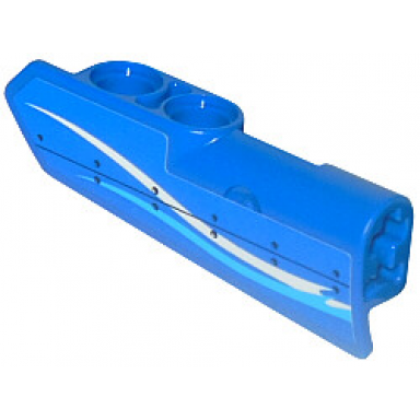 blue technic panel fairing 22 very small smooth side a with white and blue curved stripes and rivets pattern sticker - set 42025