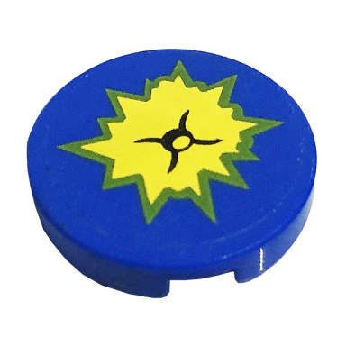 blue tile round 2 x 2 with bottom stud holder with button on cushion pattern sticker - set 41231