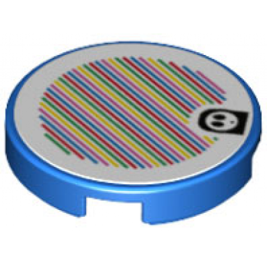 blue tile round 2 x 2 with bottom stud holder with super mario scanner code blue shy guy pattern sticker - set 71410