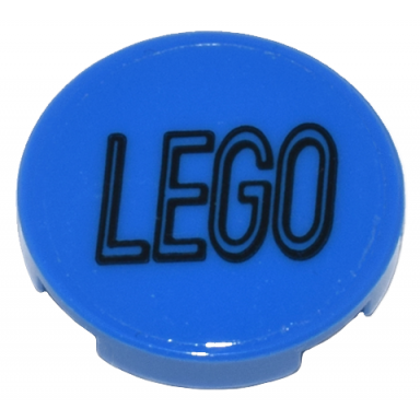 blue tile round 2 x 2 with bottom stud holder with black lego logo outline squared ends on transparent background pattern sticker - set 80036