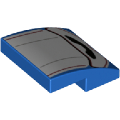 blue slope curved 2 x 2 x 2 3 with white seat back cushion with black panel and red lines pattern