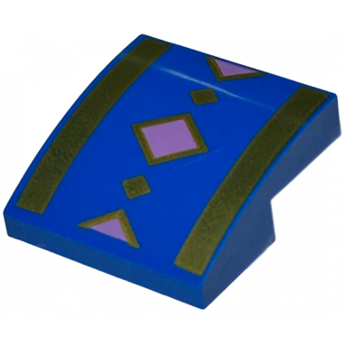 blue slope curved 2 x 2 x 2 3 with gold and medium lavender diamonds stripes pattern brickheadz kingsley shacklebolt kufi hat section