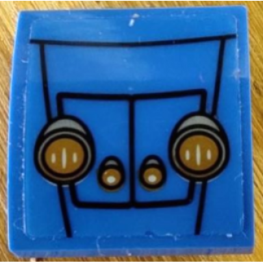 blue slope curved 2 x 2 x 2 3 with car headlights and black hood outline pattern sticker - set 76178