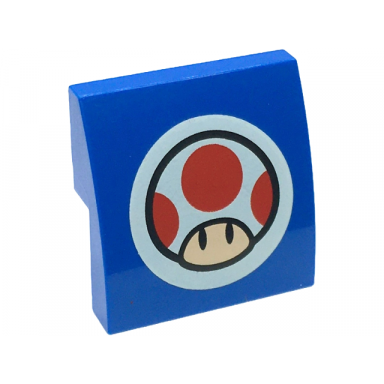 slope curved 2 x 2 x 2 3 with super mario toad head logo on white circle pattern
