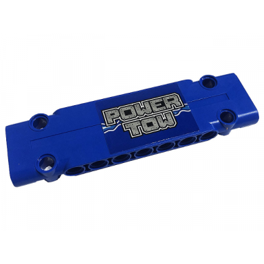 blue technic panel plate 3 x 11 x 1 with siver power tow and lightning pattern model left side sticker - set 42128