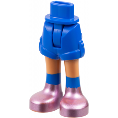 blue mini doll hips and shorts folded hem with molded nougat legs and printed metallic pink shoes with blue socks pattern - thin hinge