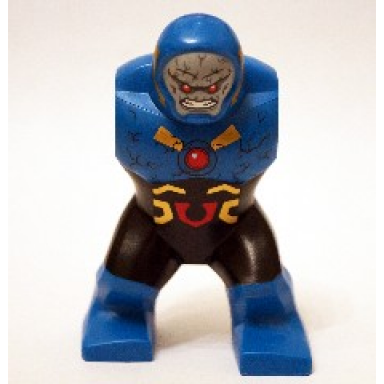 blue body giant darkseid with black pants with gold and red markings and red circle on chest pattern