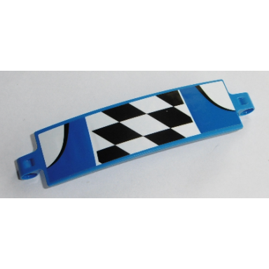 blue technic panel curved 3 x 13 with checkered black and white pattern sticker - set 42045