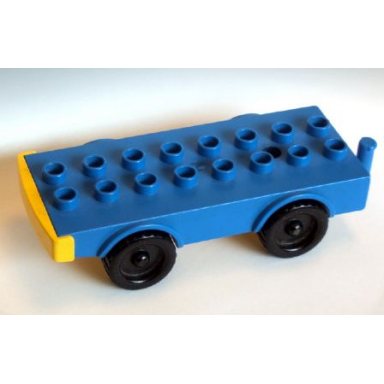 blue duplo truck base with four wheels and 2 x 8 studs