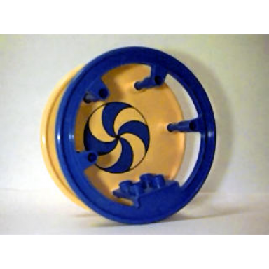 blue duplo circus wheel with blue swirl pattern